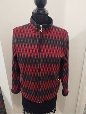 Allison Daley Red and Black Argyle Jacket
